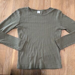 LESET Pointelle Slim Fit Long Sleeve Cypress